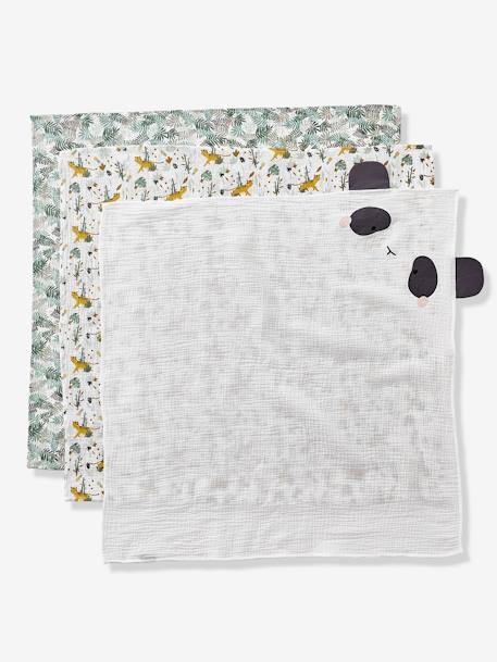Pack of 3 Muslin Squares, Hanoi Theme Green 