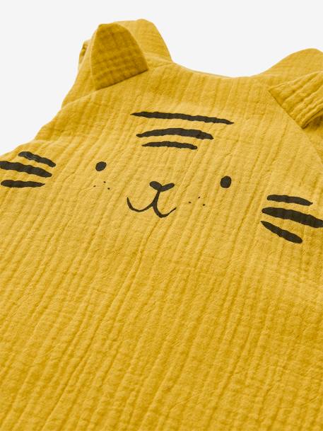 Sleeveless Baby Sleep Bag in Organic* Cotton Gauze, BABY TIGER Theme Yellow/Print 