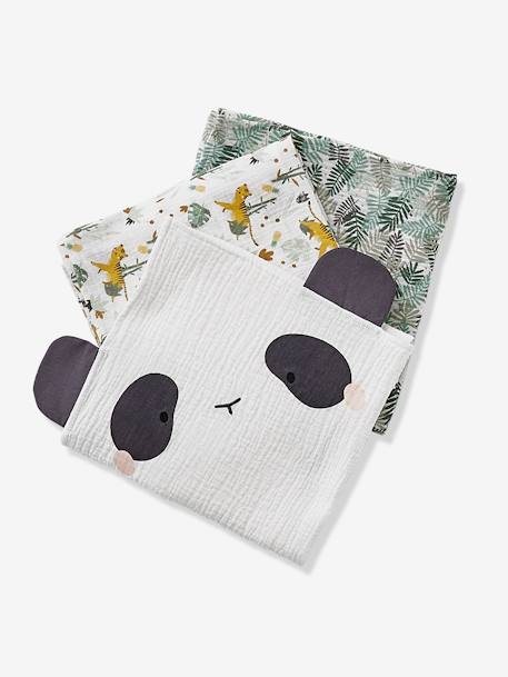 Pack of 3 Muslin Squares, Hanoi Theme Green 