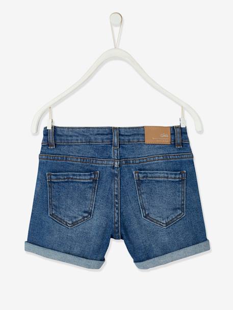 Denim Shorts with Floral Print & Embroidered Bow, for Girls brut denim+Denim Blue+double stone 
