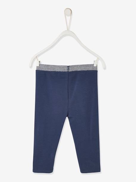 Leggings with Glittery Waistband for Baby Girls apricot+Dark Blue+old rose 
