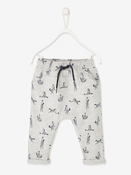 Fleece Trousers for Baby Boys GREEN MEDIUM ALL OVER PRINTED+Light Grey 