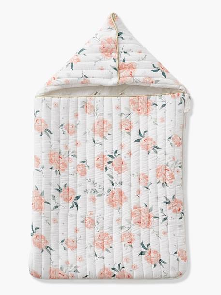Baby Nest in Cotton Gauze, EAU DE ROSE Theme White/Print 