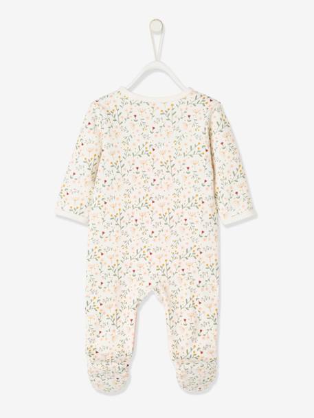 Fleece Sleepsuit with Press Studs on the Front, for Newborn Babies Light Pink/Print 