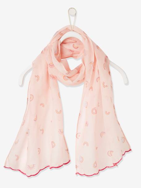 Scarf with Rainbow Print for Girls Light Pink/Print 