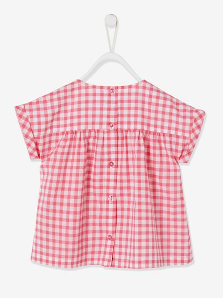 Blouse with Plants Print for Baby Girls Pink Checks 