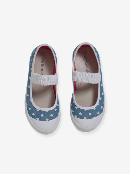 Mary Jane Shoes in Canvas for Girls Blue/Print+Gold+GREEN LIGHT SOLID 