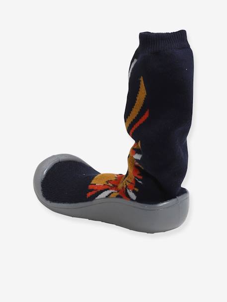 Non-Slip Slipper Socks for Boys Dark Blue/Print 