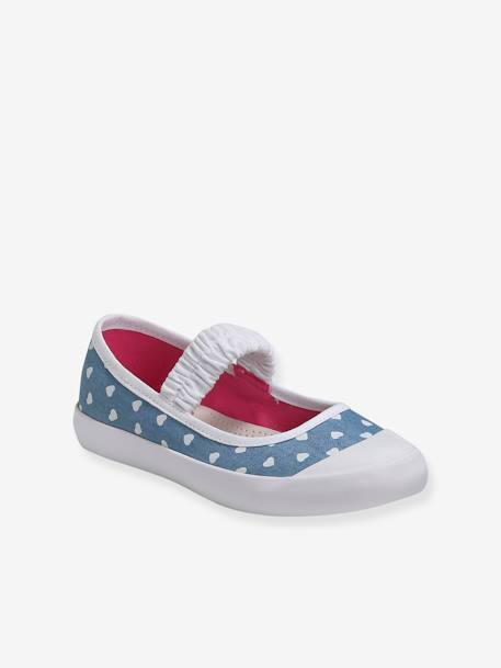 Mary Jane Shoes in Canvas for Girls Blue/Print+Gold+GREEN LIGHT SOLID+white 