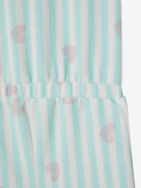French Terry Jumpsuit with Hearts & Stripes, for Girls Light Green Stripes 