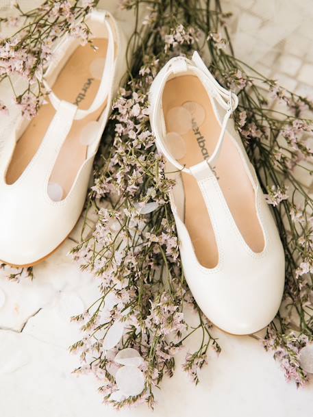 T-Strap Ballet Pumps for Girls Light Pink+White 