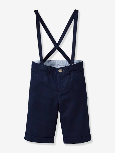 Boy's linen/cotton formalwear Bermuda shorts Dark Blue 