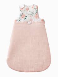 Sleeveless Baby Sleep Bag in Cotton Gauze, EAU DE ROSE Theme