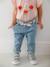 T-Shirt with Flowers in Relief, for Babies Light Pink+vanilla 