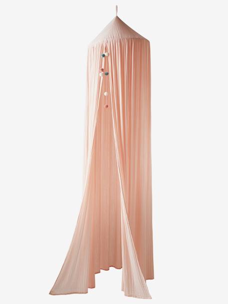Bed Canopy in Cotton Gauze, EAU DE ROSE Theme cinnamon+Light Pink+sage green+sand beige 