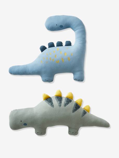 Pack of 2 Cushions, Little Dino Theme Blue 