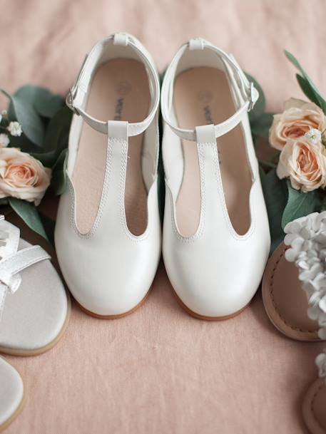 T-Strap Ballet Pumps for Girls Light Pink+White 