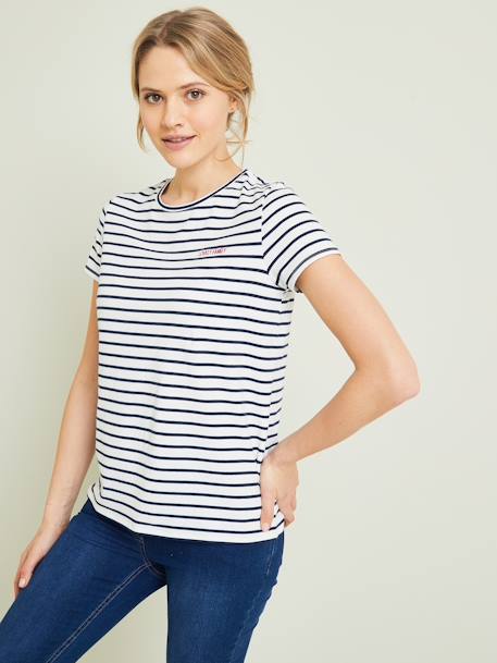 Gift Set, T-Shirt for Mum + T-Shirt for Baby White Stripes 