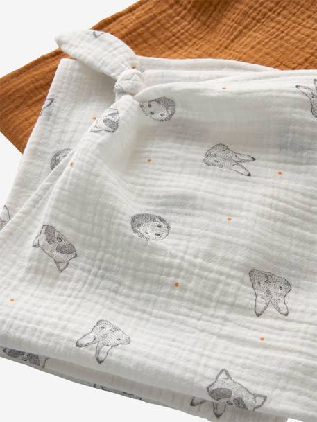 Pack of 3 Muslin Squares in Organic Cotton*, Jouy Story White 
