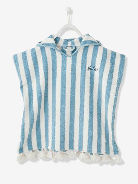 Striped Bathing Poncho for Babies Blue+GREEN MEDIUM METALLIZED+striped yellow 