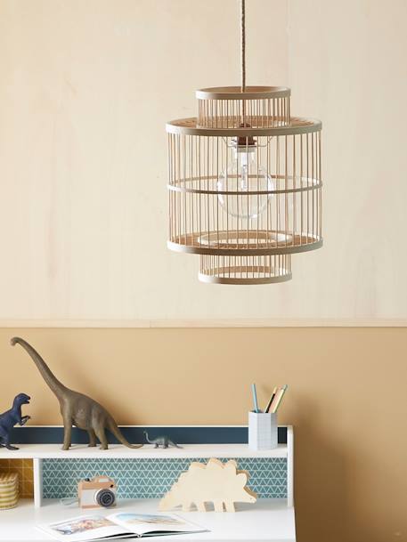 Wicker Cage Hanging Lampshade Brown 