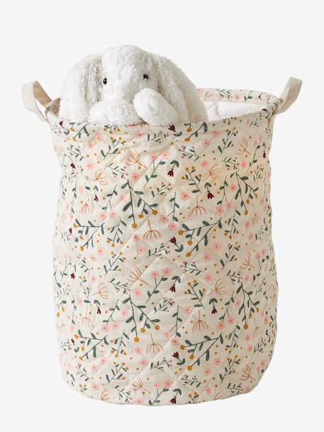 Quilted Basket, Little Flowers Beige/Print 