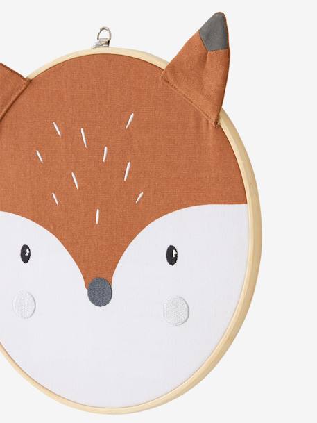 Embroidered Fox Wall Decoration Brown 