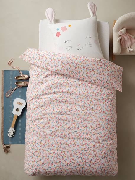 Children's Duvet Cover + Pillowcase Set, LAPIN ROMANTIQUE White/Print 