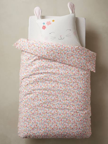 Children's Duvet Cover + Pillowcase Set, LAPIN ROMANTIQUE White/Print 