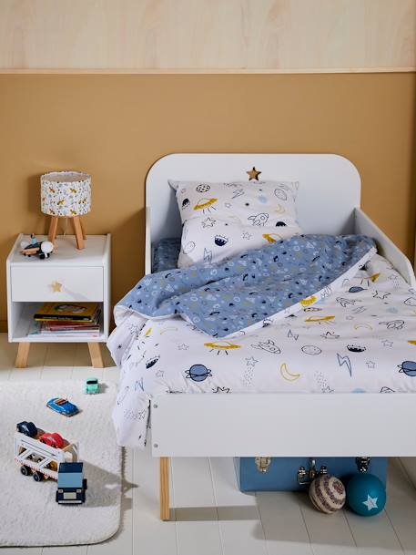 Children's Duvet Cover + Pillowcase Set Basics, Cosmos Theme Blue/Print 