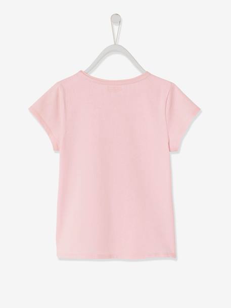 Family Team T-Shirt for Girls, Vertbaudet & Studio Jonesie Capsule Collection in Organic Cotton Light Pink 