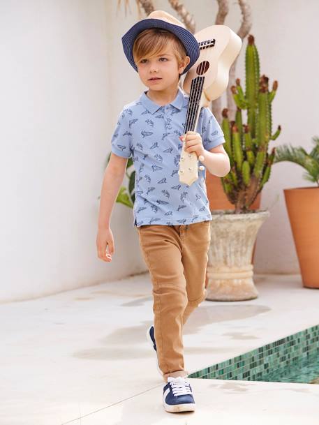Coloured Trousers, Easy to Slip On, for Boys Beige+night blue 