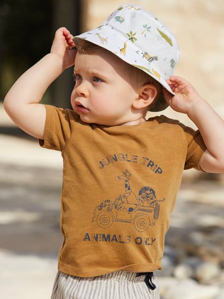 Reversible Hat with Animals, for Baby Boys White/Print 