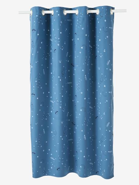 Blackout Curtain with Glow-in-the-Dark Details, Planets Blue/Print 