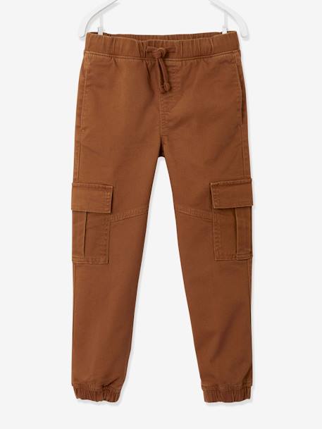 Pull-On Cargo-Type Trousers for Boys Brown+crystal blue+Dark Green+taupe 