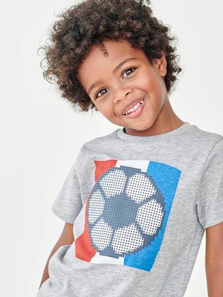 Football T-Shirt with Ball in Relief, for Boys Grey 