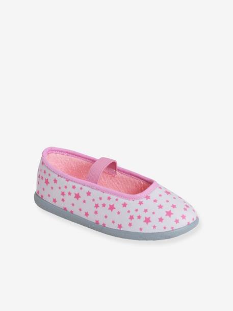 Mary Jane Slippers for Girls, Made in France Light Grey/Print 
