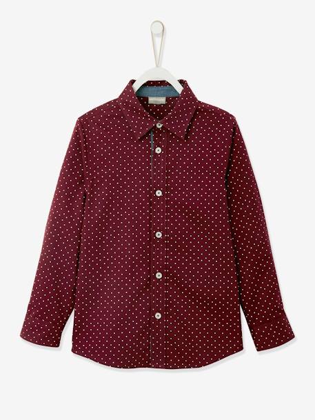 Shirt with Dot Print, for Boys Dark Brown/Print 