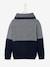 Jumper with Iridescent Neck, in Fancy Colourblock Knit, for Boys Dark Blue 