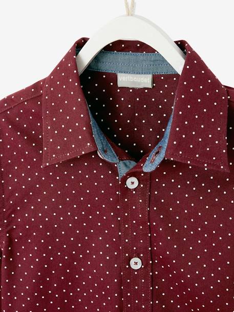 Shirt with Dot Print, for Boys Dark Brown/Print 