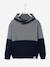 Jumper with Iridescent Neck, in Fancy Colourblock Knit, for Boys Dark Blue 
