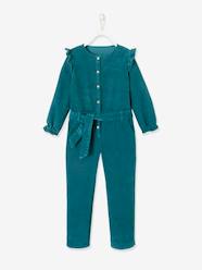 Girls-Corduroy Jumpsuit with Ruffles, for Girls