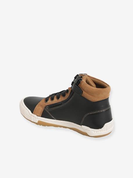 Leather Ankle Boots with Laces & Zips for Boys Black 