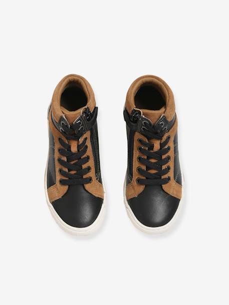 Leather Ankle Boots with Laces & Zips for Boys Black 
