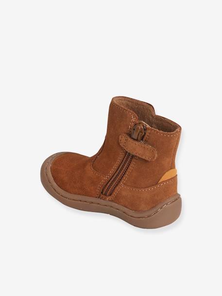 Boots in Soft Leather, Designed for Crawling, for Baby Girls Brown 