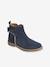 Leather Boots for Girls camel+Dark Blue+printed black 