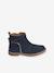 Leather Boots for Girls camel+Dark Blue+printed black 