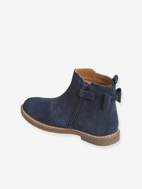 Leather Boots for Girls camel+Dark Blue+printed black 