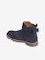Leather Boots for Girls camel+Dark Blue+printed black 