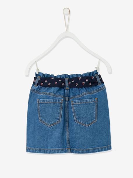 Paperbag-Style Denim Skirt for Girls Denim Blue 